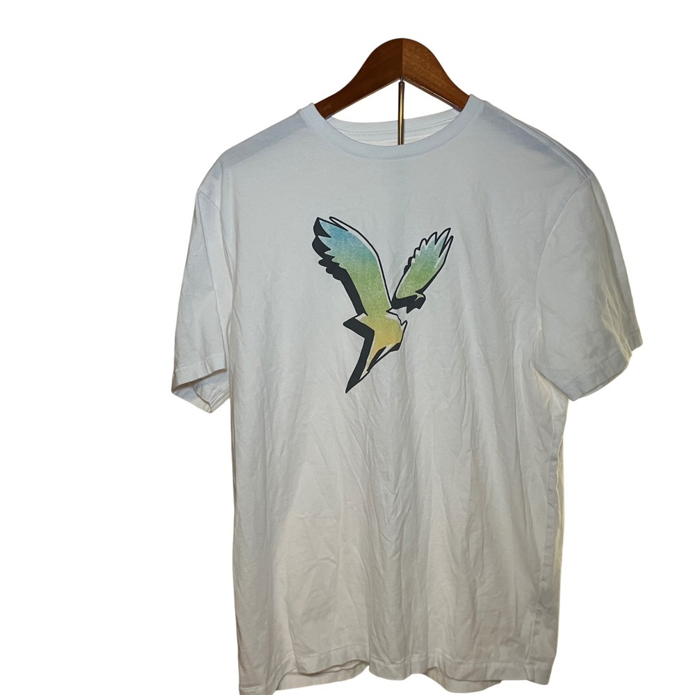 American Eagle Super Soft White Graphic T-Shirt Men's Size M Eagle Logo